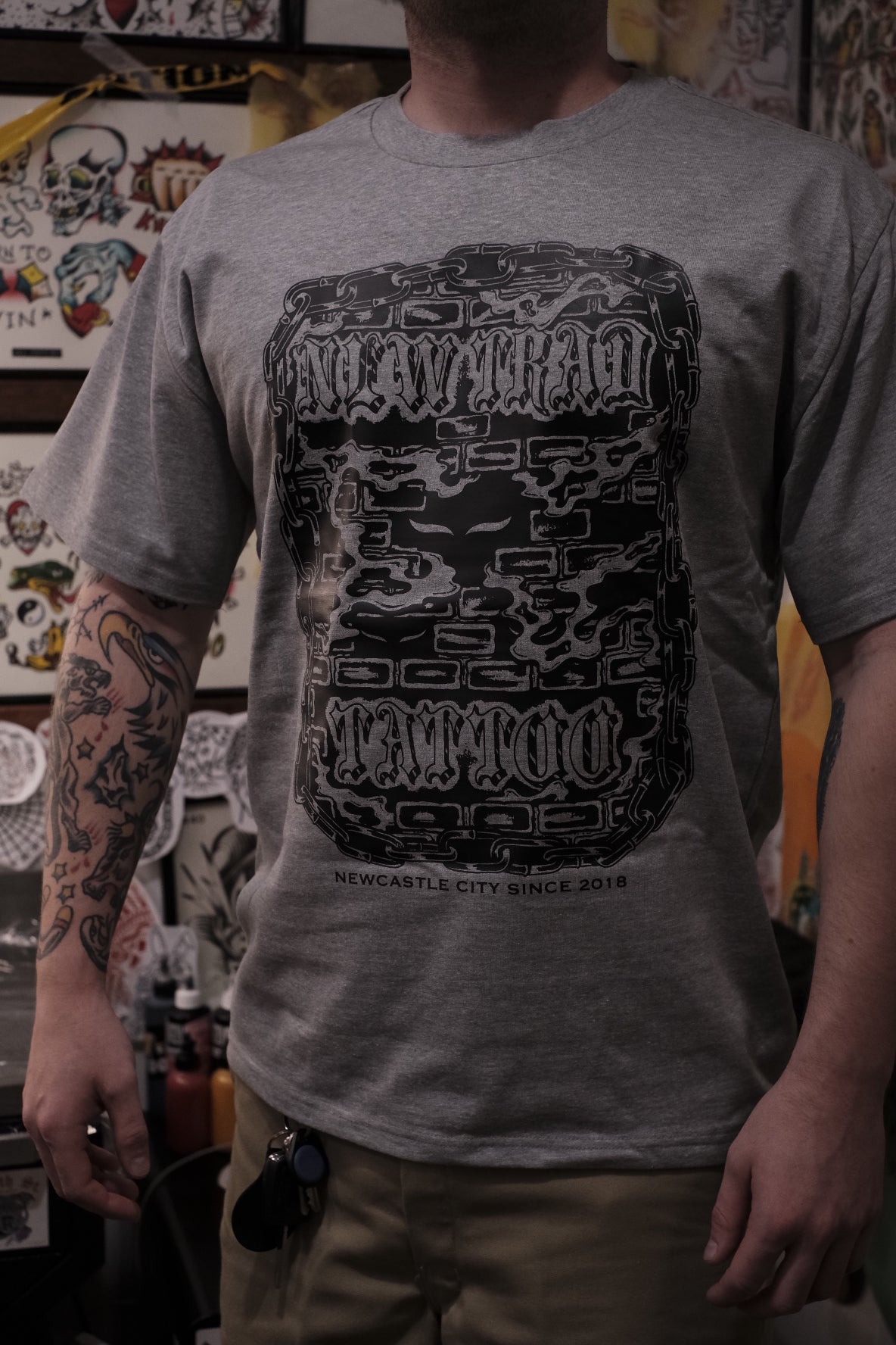 New Trad Tattoo "Eyes" Tee - Grey Marle