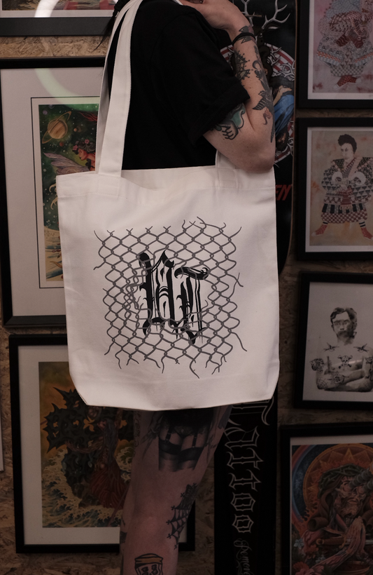 New Trad Tattoo "Chain Fence" Tote Bag - White