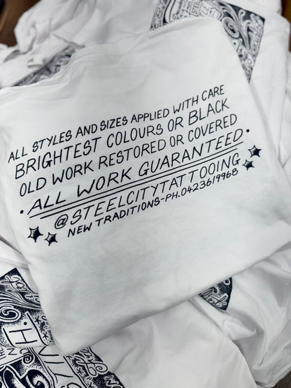 STEEL CITY - BUSINESS CARD TEE - WHITE