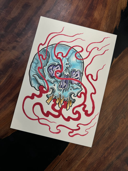 "Flaming skull" Original drawing
