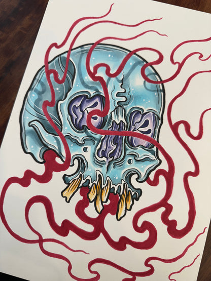 "Flaming skull" Original drawing