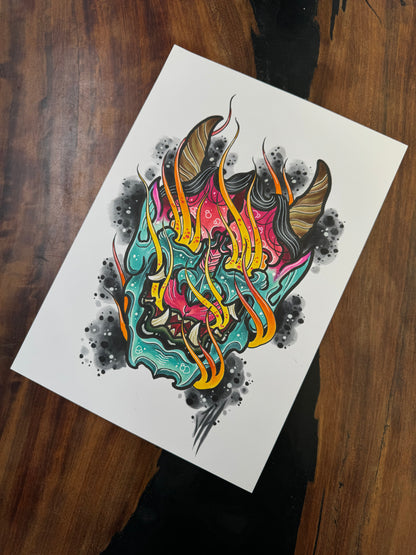 "Neon Hannya" Original drawing