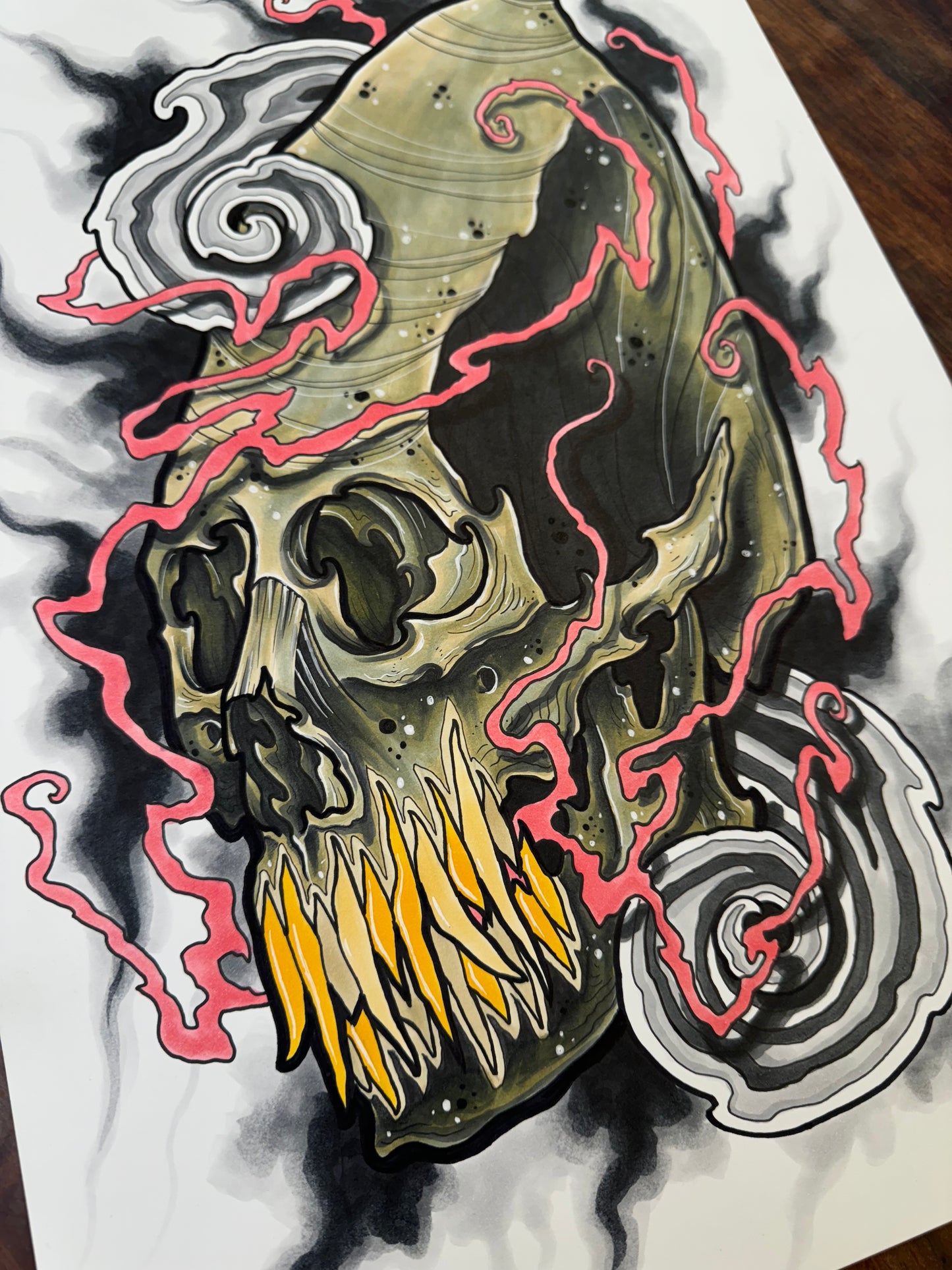 "Alien skull" Original drawing