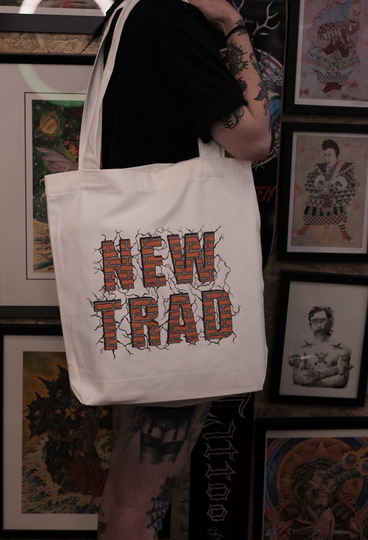 New Trad Tattoo "Bricks" Tote Bag - White